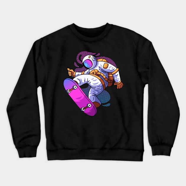 Astronaut Skater Crewneck Sweatshirt by yellowline